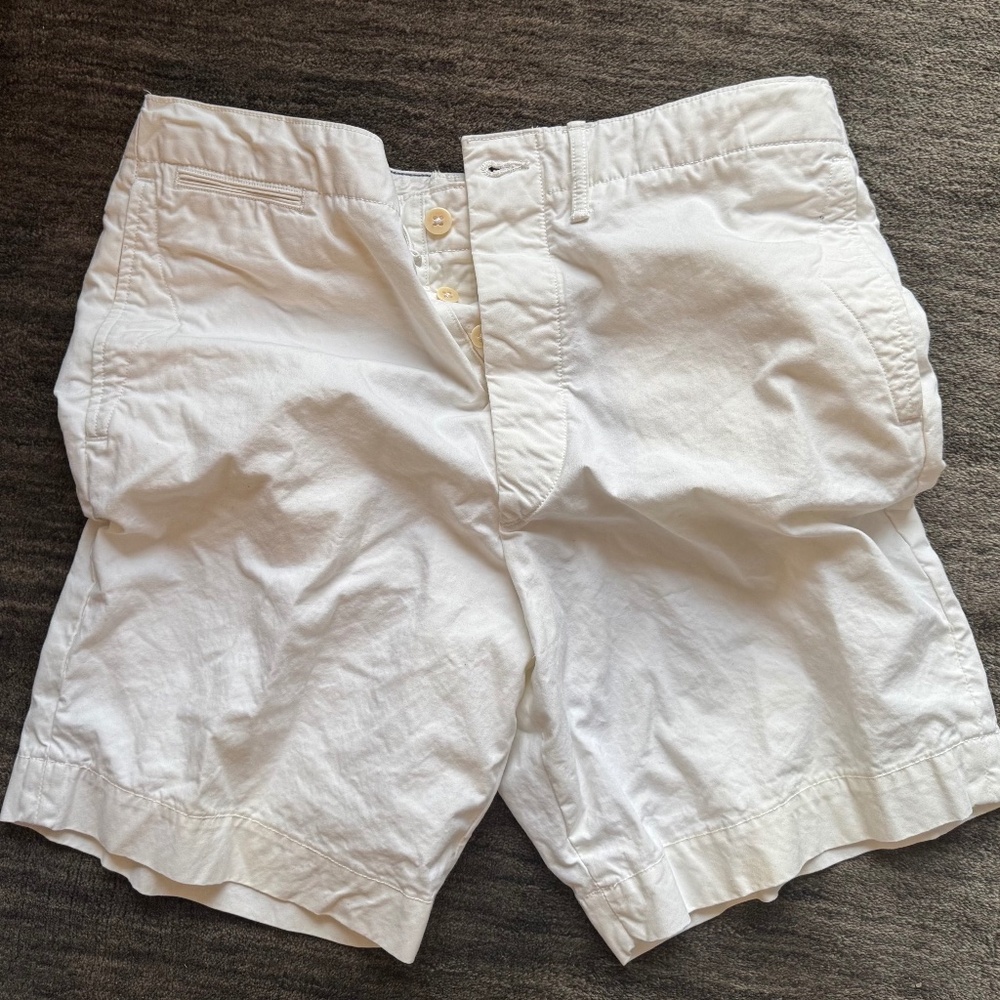 Ralph Lauren Double RL Ivory Flat Front Men Shorts